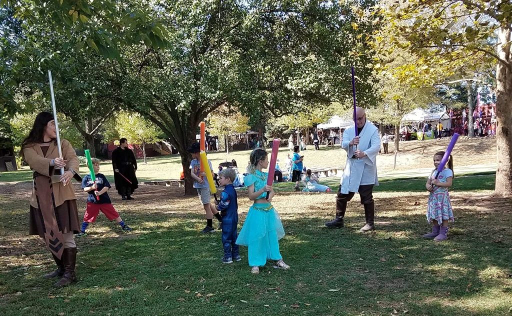 Teaching younglings the ways of the Force at the PA Ren Faire in Mount Hope