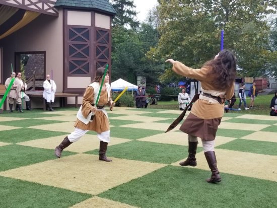 Two Jedi sisters battling at the PA Ren Faire in Mount Hope